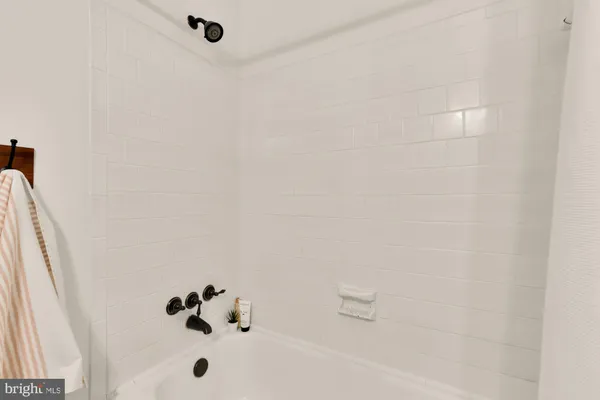 a bathroom with a bathtub