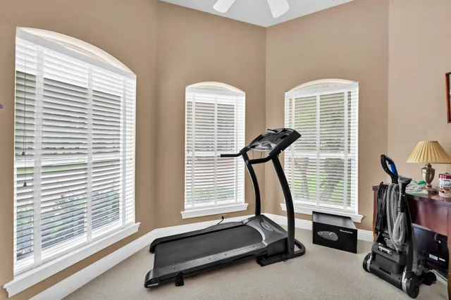 a view of a room with gym equipment