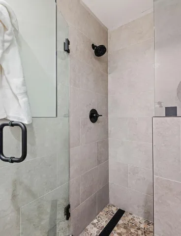 a bathroom with a shower