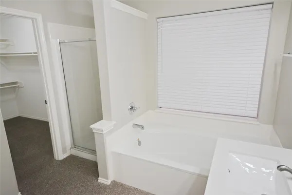 a bathroom with a bathtub