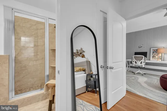 a close view of a bathroom shower