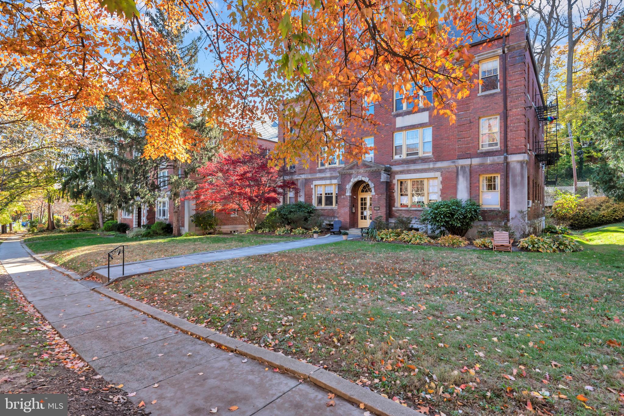 3020 Porter Street Northwest, Unit 103 Washington, DC 20008 - Photo 3 of 30 a pathway of a house with a yard and large trees