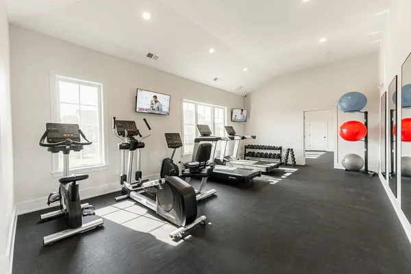 a view of a room with gym equipment