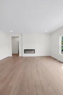 an empty room with windows