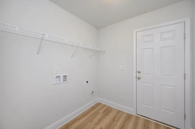 a view of a room with racks on the wall