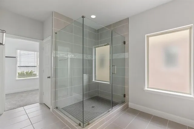 a bathroom with a shower