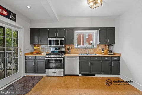 a kitchen with stainless steel appliances granite countertop a stove sink and microwave