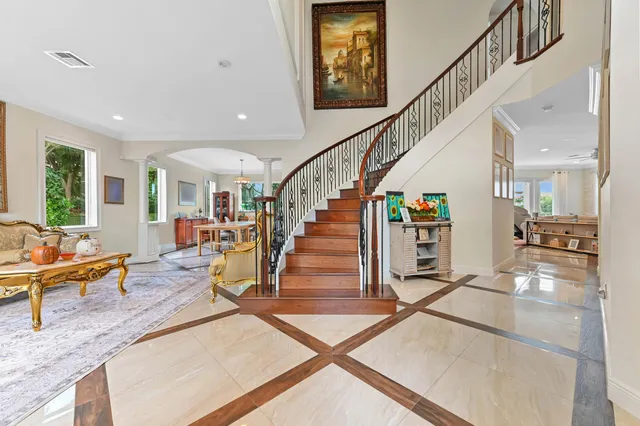 a view of a dining room and livingroom view