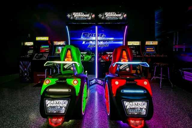 a view of swimming pool with a chair and fire pit