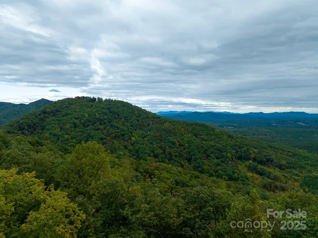 a view of a town with mountains in the background
