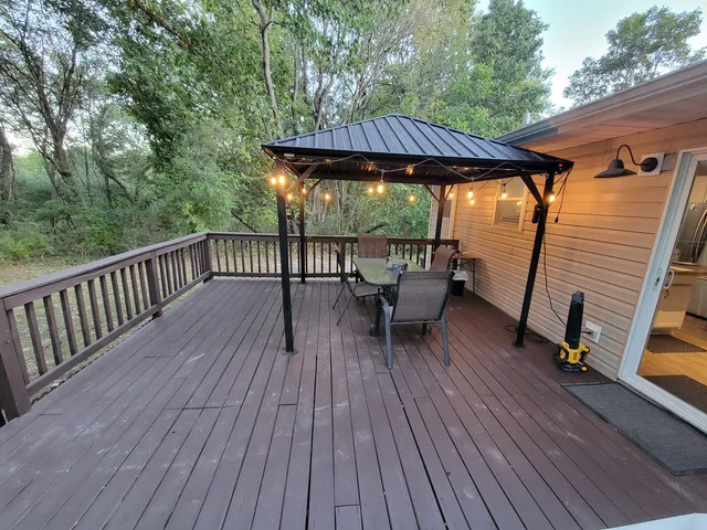 a view of a patio on the roof deck