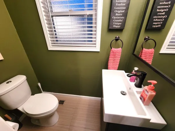 a bathroom with a toilet and a sink