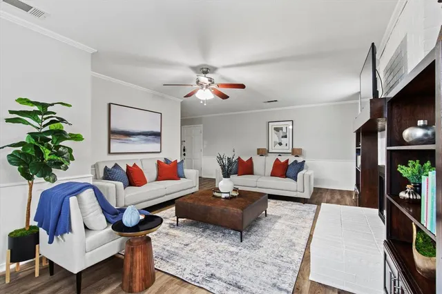 a living room with furniture