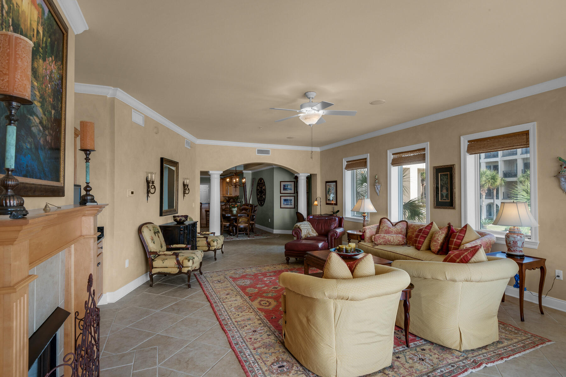 56 Blue Mountain Road, Unit A201 Santa Rosa Beach, FL 32459 - Photo 17 of 76 a living room with furniture and a fireplace