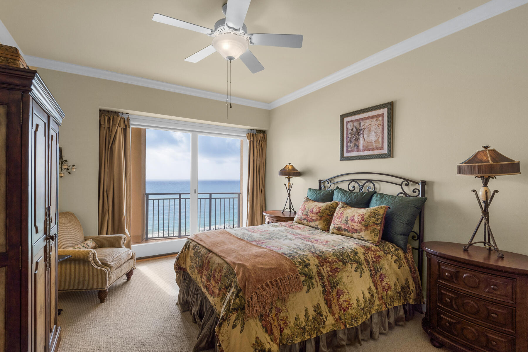 56 Blue Mountain Road, Unit A201 Santa Rosa Beach, FL 32459 - Photo 39 of 76 a bedroom with a bed and a chandelier