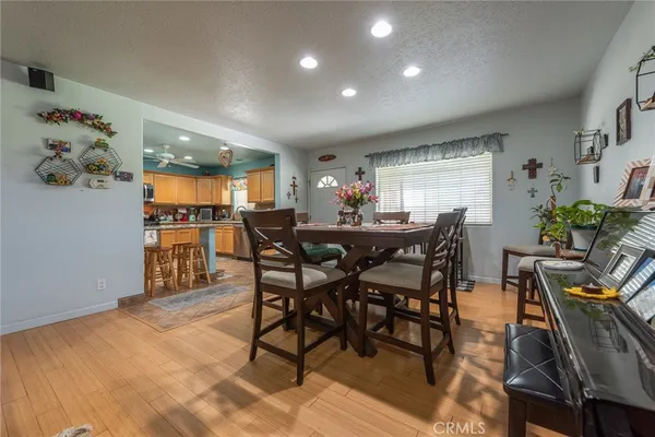 a view of a dining area with furniture