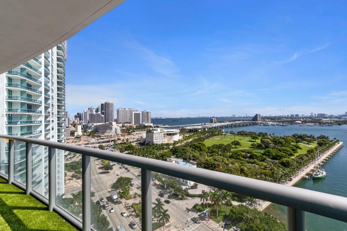 888 Biscayne Boulevard, Unit 1809 Miami, FL 33132 - Photo 24 of 37 a city view from a balcony