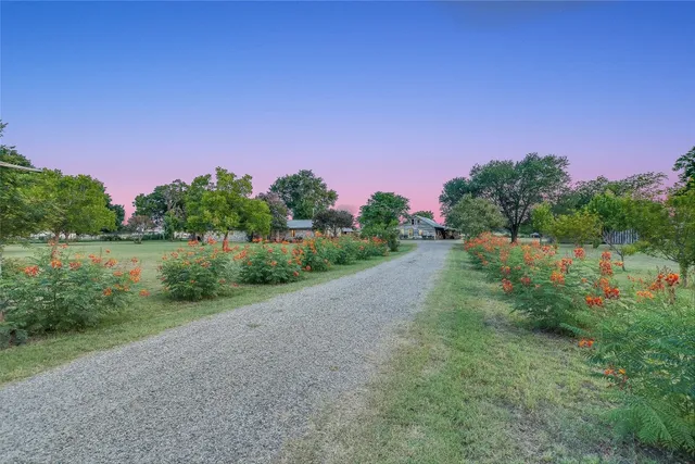 a view of a lake with a yard and a large trees