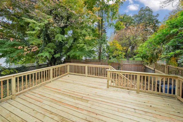 a view of a wooden deck