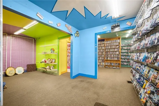 a view of a room with racks