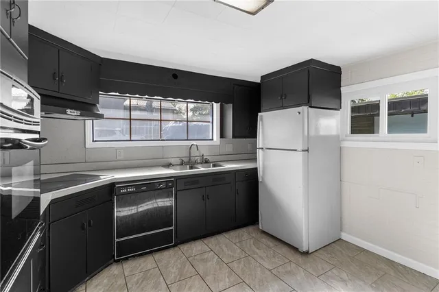 an empty room with windows