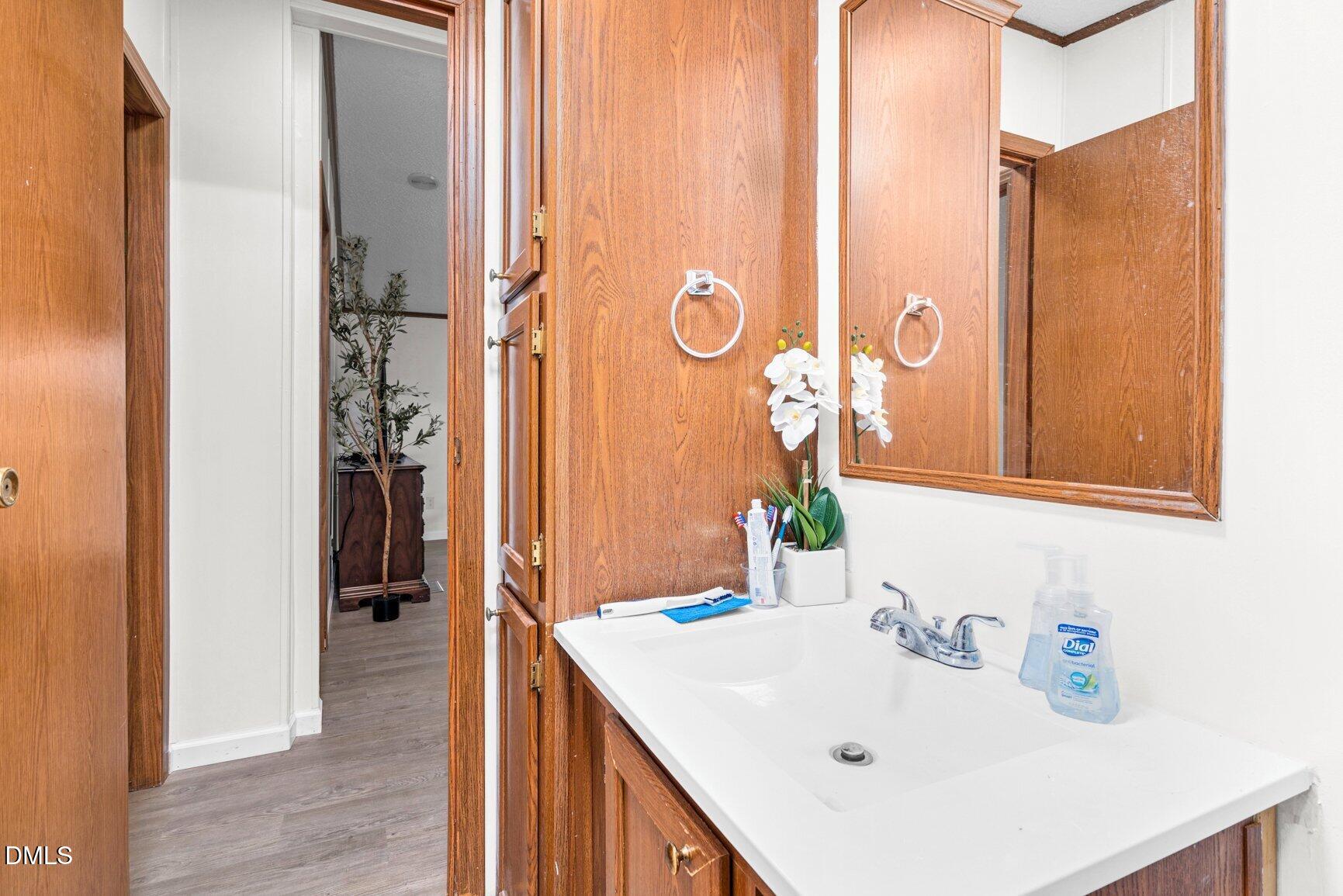 1835 Cokey Road Rocky Mount, NC 27801 - Photo 20 of 42 a bathroom with a sink and a mirror