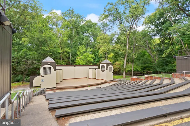 a front view of a building with street