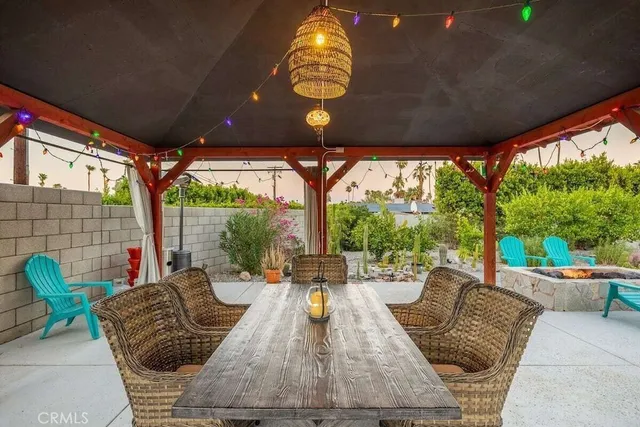 a view of porch with seating space