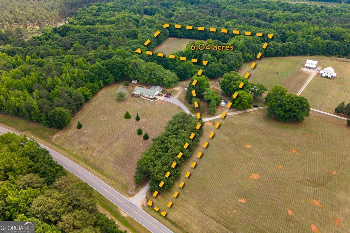 an aerial view of a house