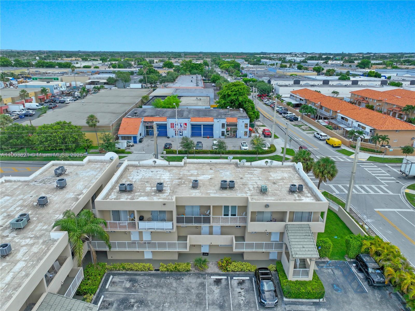 an aerial view of a house with a outdoor space