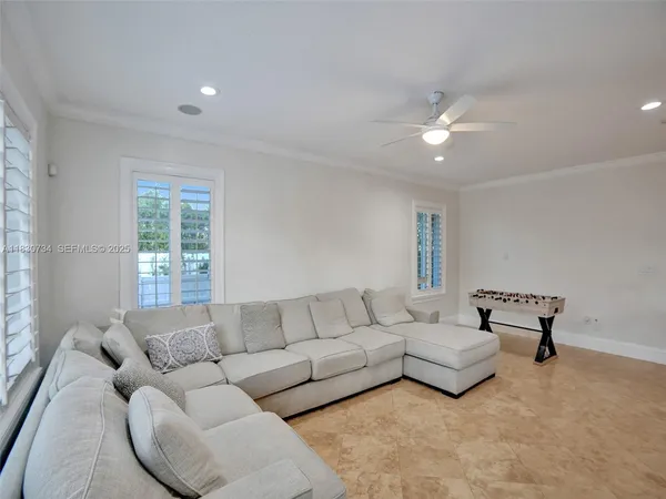 a view of a porch with furniture