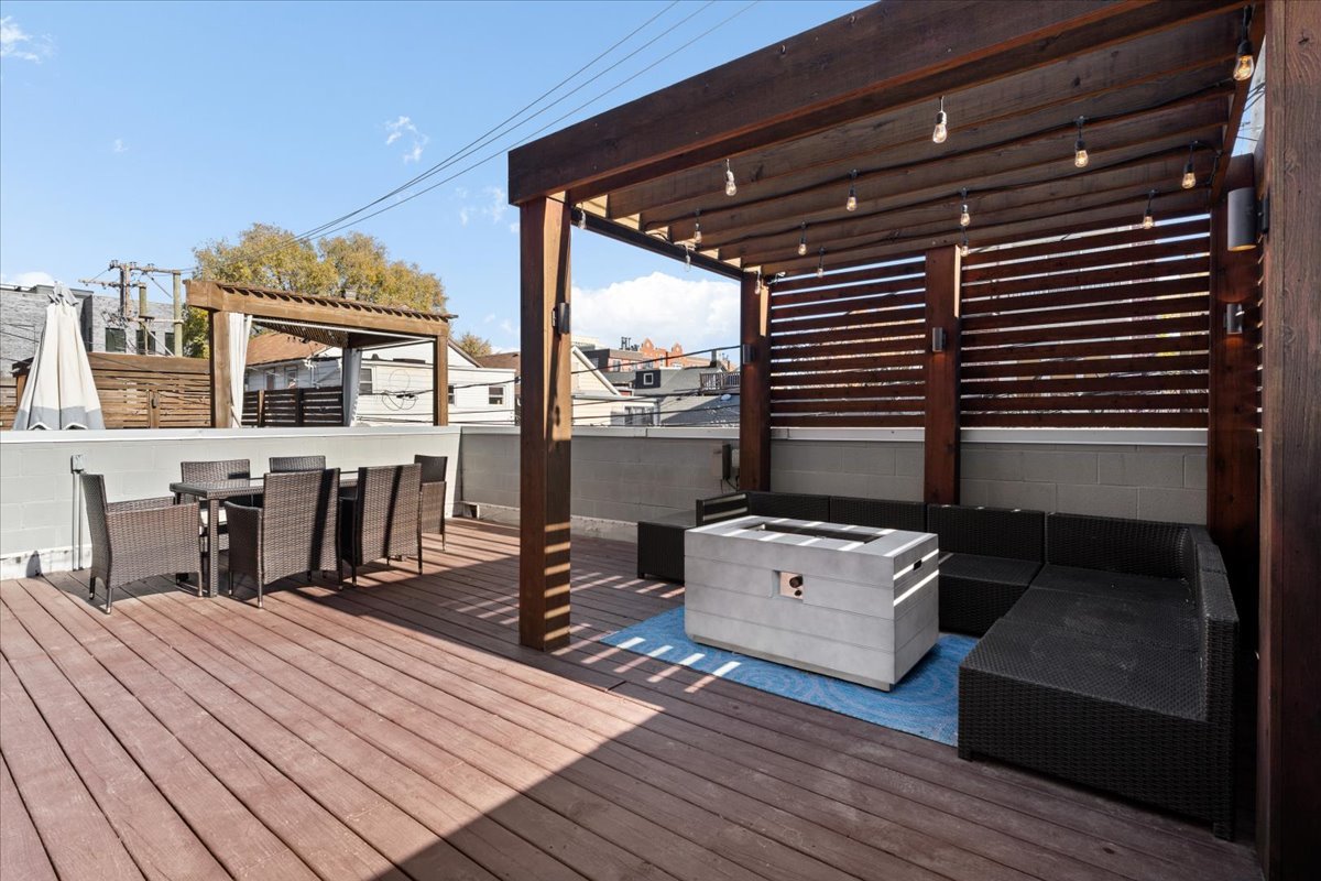 Undisclosed Address Chicago, IL 60622 - Photo 20 of 21 a roof deck with couches and wooden floor