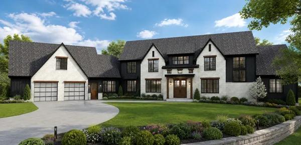 front view of a house with a yard