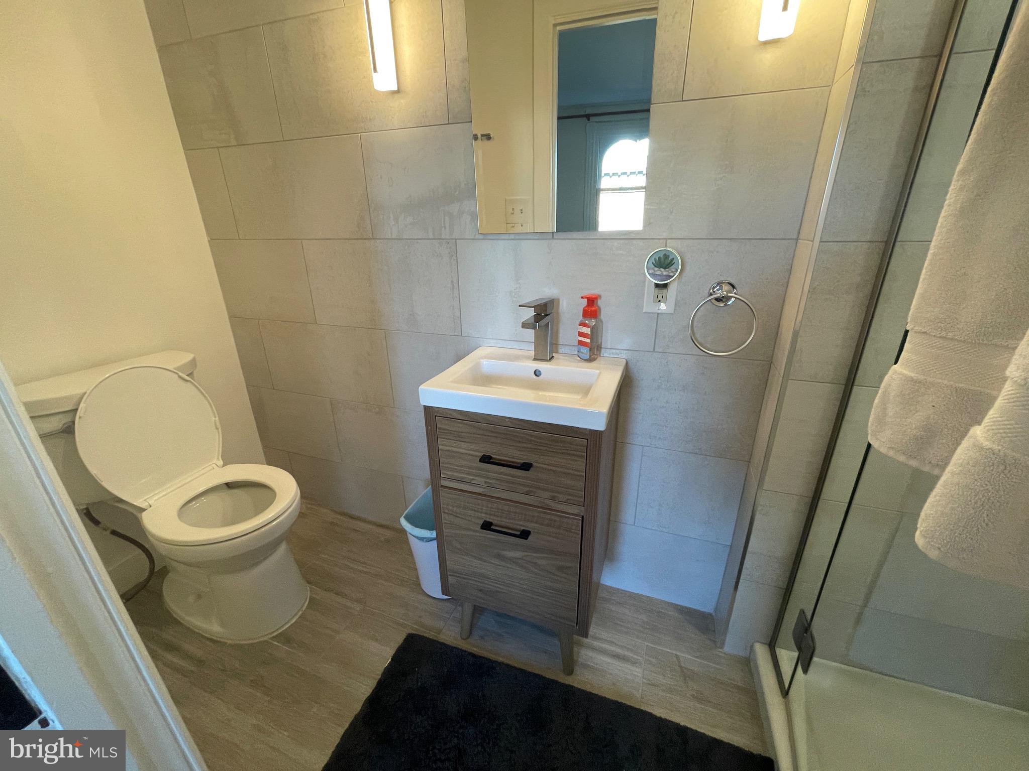 1750 T Street Northwest, Unit B Washington, DC 20009 - Photo 14 of 14 a bathroom with a sink a toilet and a mirror