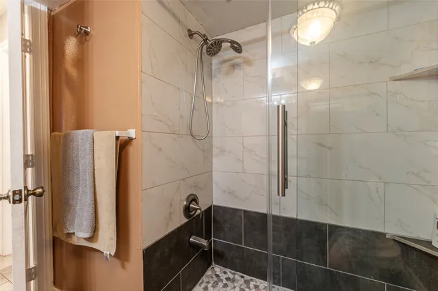 a bathroom with a shower