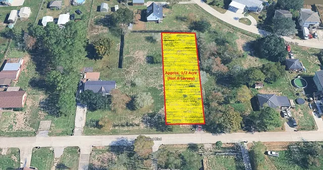 an aerial view of a house with a swimming pool