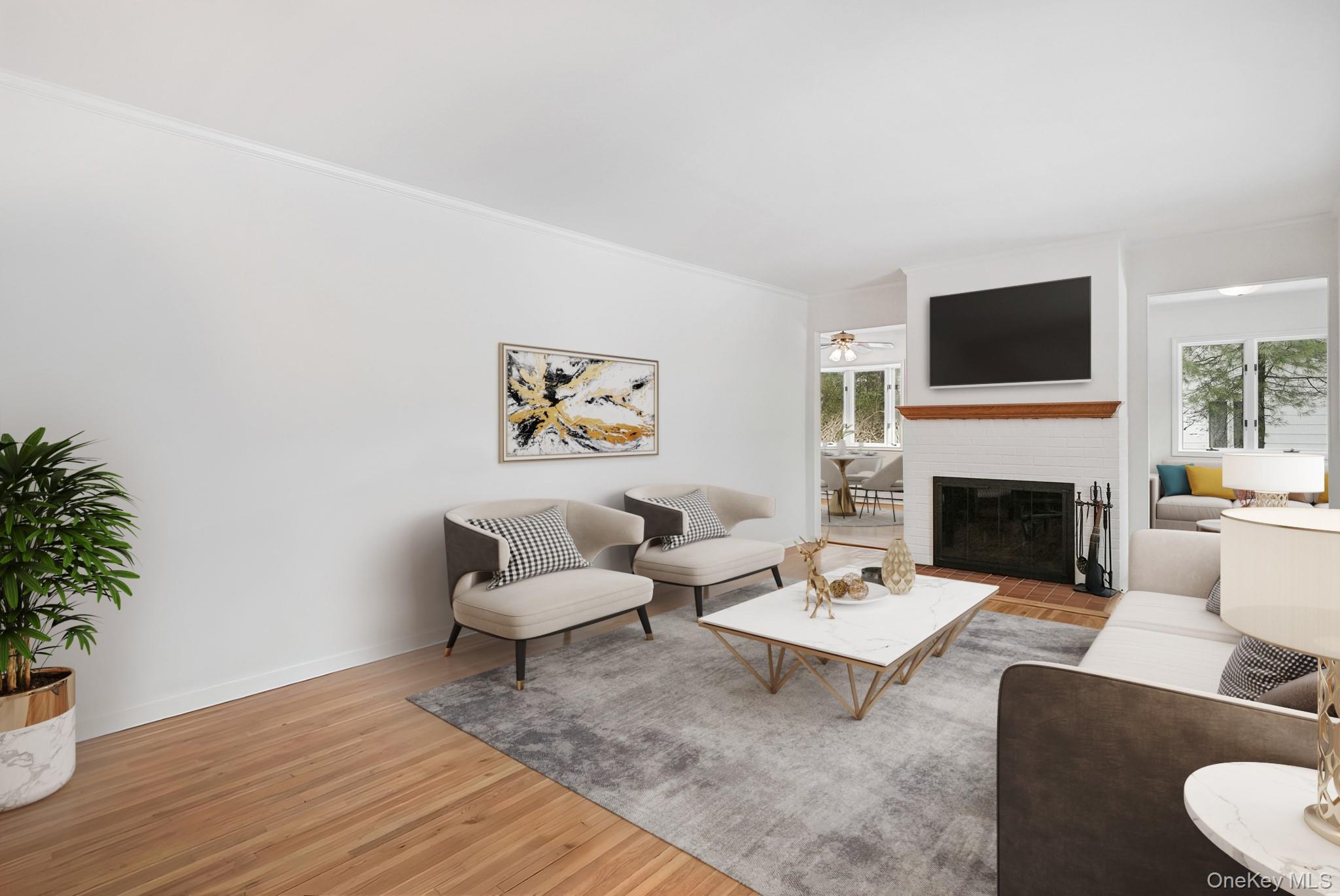 33 Overlook Road Ardsley, NY 10502 - Photo 5 of 32 a living room with furniture fireplace and potted plant