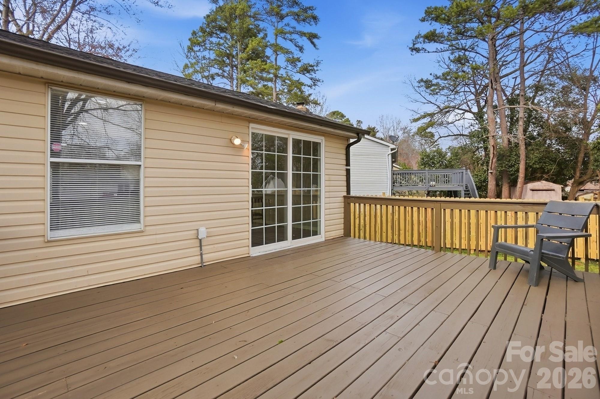 6621 Piney Path Road Charlotte, NC 28212 - Photo 36 of 36 a view of deck with wooden floor and fence next to a yard