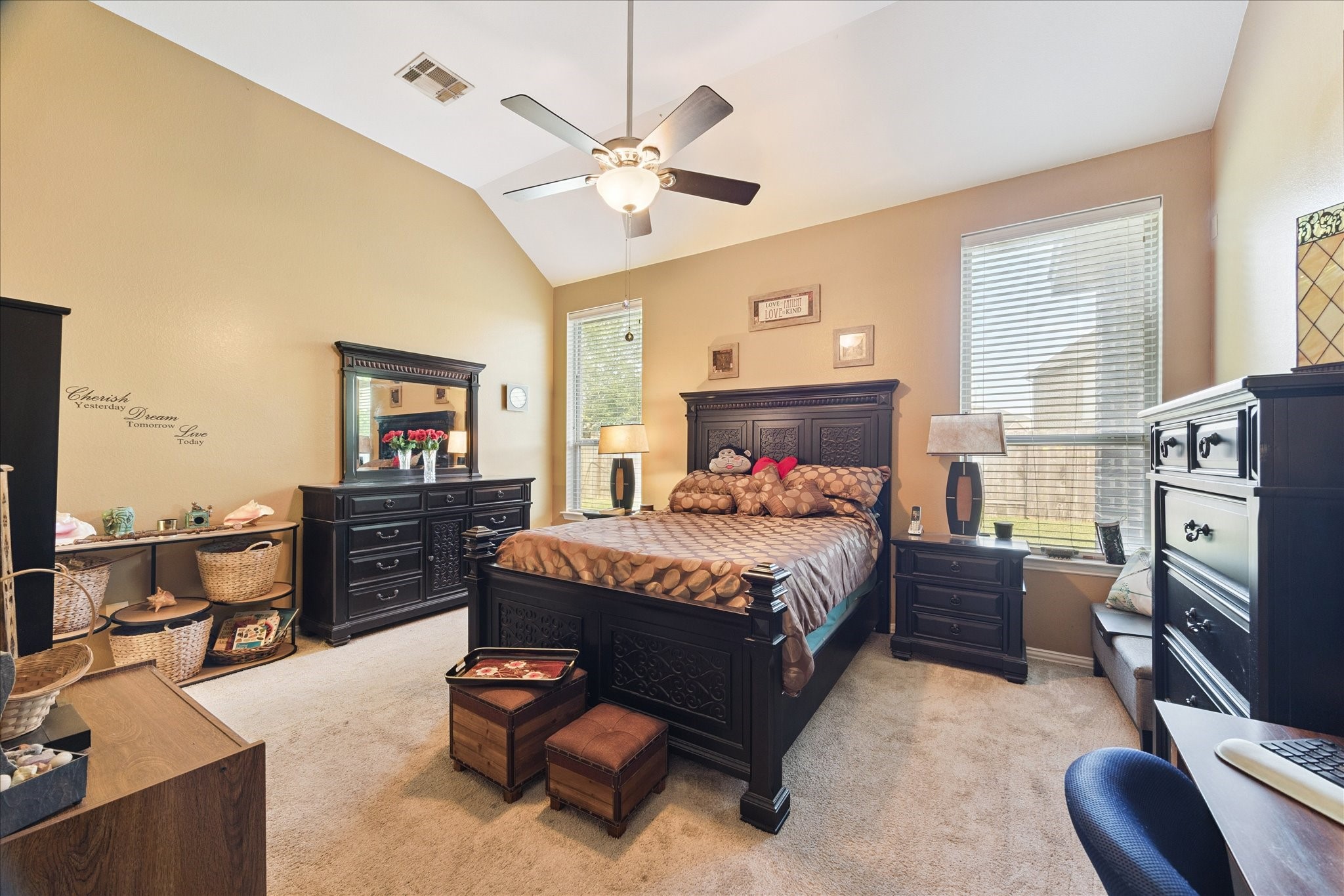 13117 Green Shores Lane Rosharon, TX 77583 - Photo 18 of 30 a bedroom with a bed furniture and flat screen tv