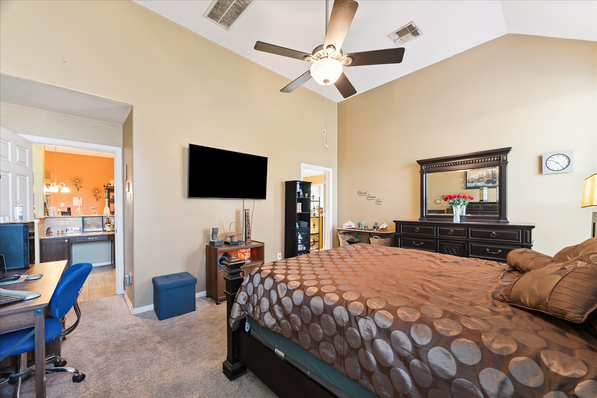13117 Green Shores Lane Rosharon, TX 77583 - Photo 20 of 30 a bedroom with a bed and a flat screen tv