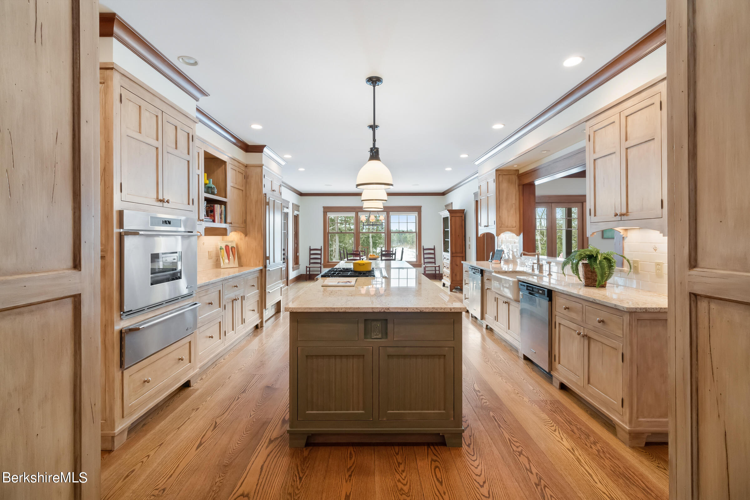 707 Stratford Road New Marlborough, MA 01259 - Photo 19 of 72 a large kitchen with granite countertop a large counter top space a sink stainless steel appliances and cabinets