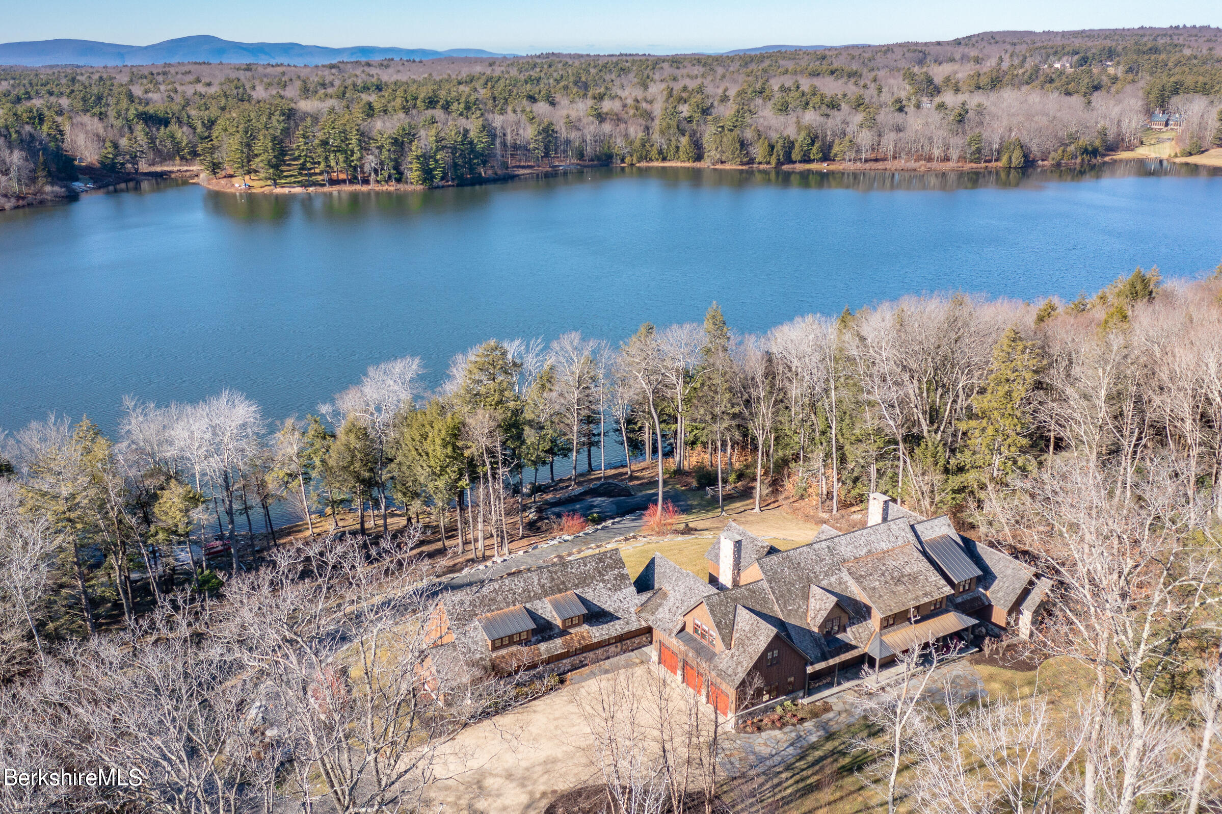 707 Stratford Road New Marlborough, MA 01259 - Photo 65 of 72 an aerial view of a house with a lake view
