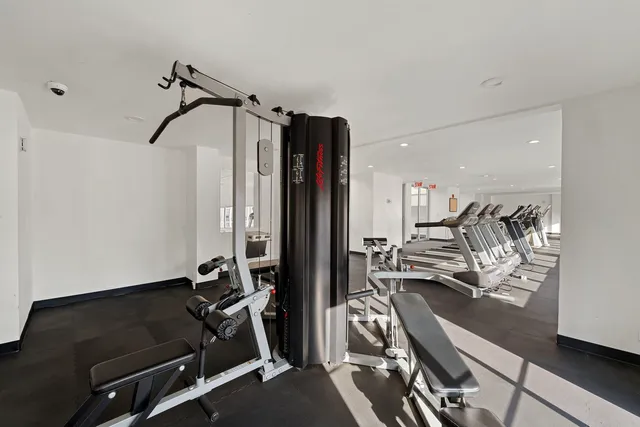 a view of a room with gym equipment