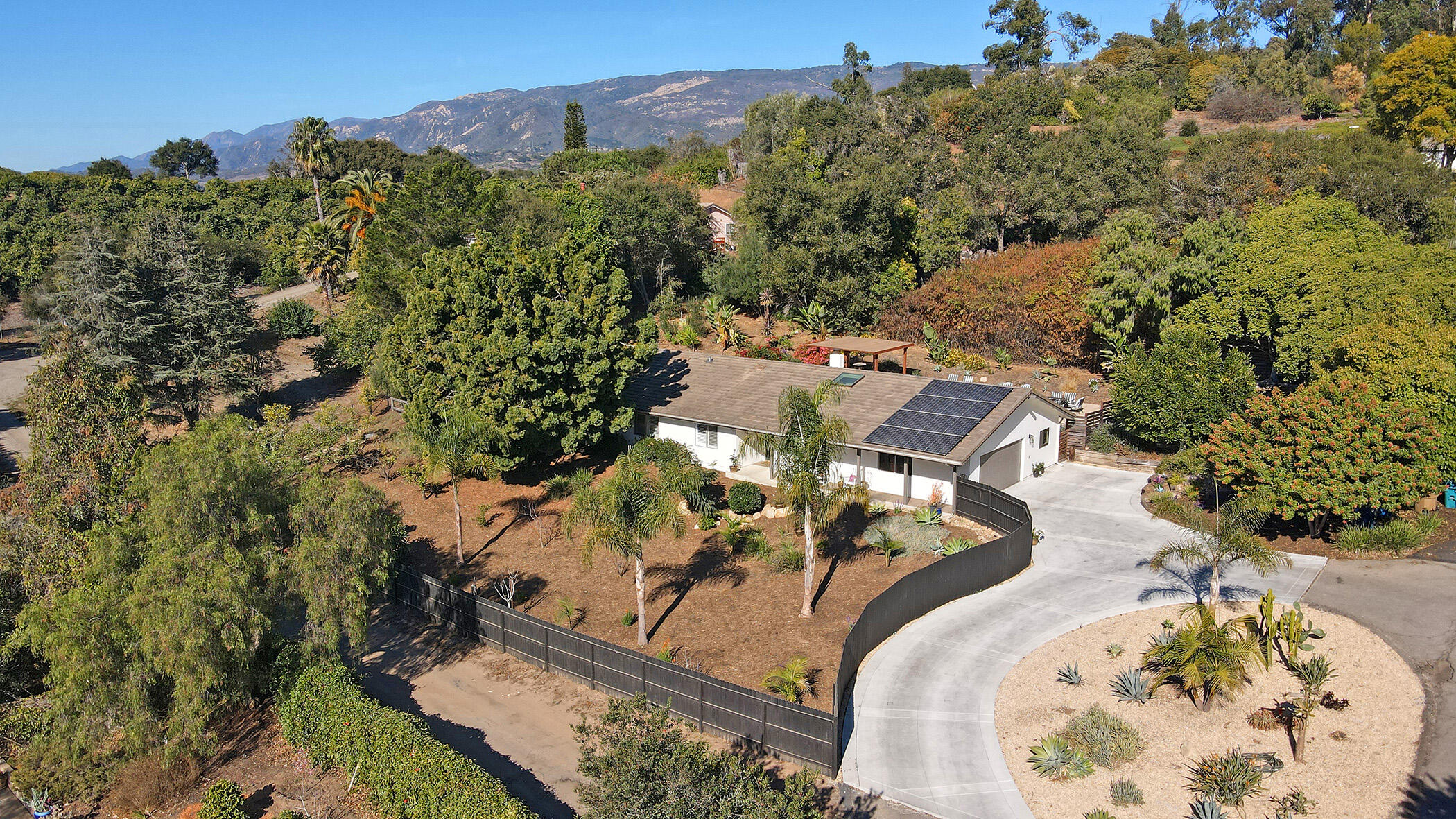Aerial photo showing circular driveway