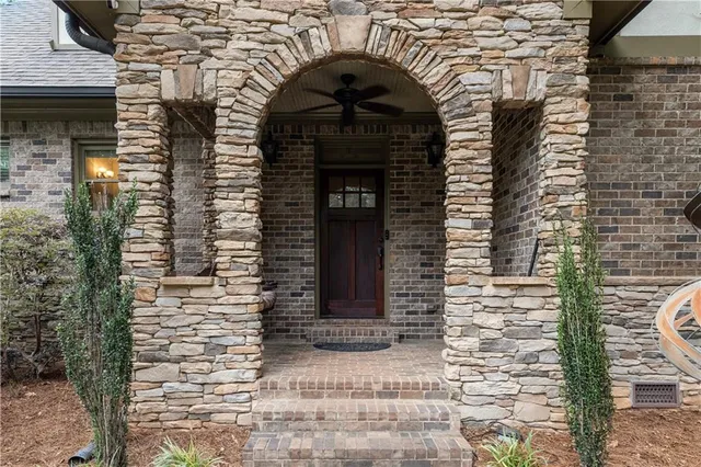 a close view of a fireplace with a door