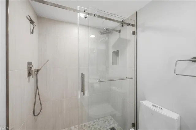 a bathroom that has a shower in it