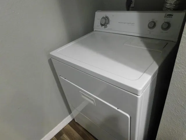 a close up view of washer and dryer