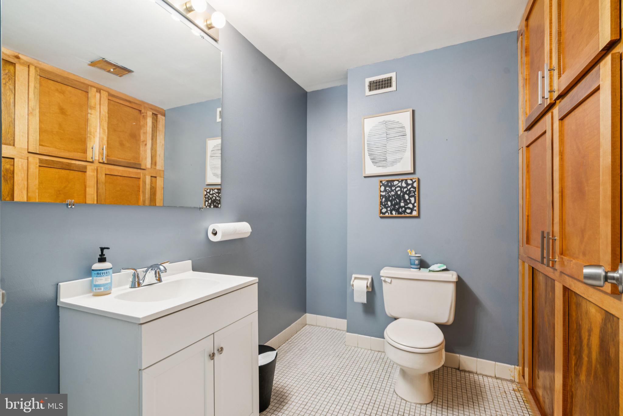 115 Cuthbert Street, Unit B Philadelphia, PA 19106 - Photo 22 of 30 a bathroom with a sink mirror vanity and toilet