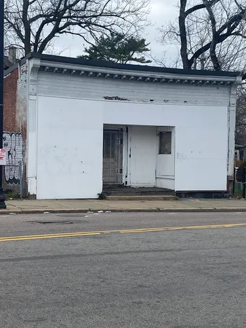 a view of a house with a large door