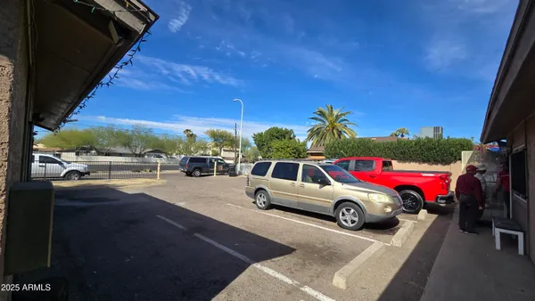 a view of a porch of a house